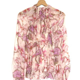 Pink Floral Matchmaker Billow  Georgette Ruffled Blouse / ZIMMERMANN - Size 0