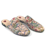 Pink Floral Print Satin Horsebit Princetown Slip-on Flats / GUCCI - Size 38