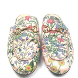 Pink Floral Print Satin Horsebit Princetown Slip-on Flats / GUCCI - Size 38