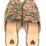 Pink Floral Print Satin Horsebit Princetown Slip-on Flats / GUCCI - Size 38