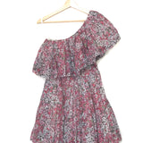 Pink Floral Printed One-Shoulder Chiffon Mini Dress / GIAMBATTISTA VALLI X H&M - Size 36