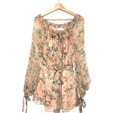 Pink/Peach Floral Silk Tempest Gathers Playsuit / ZIMMERMANN - Size 1