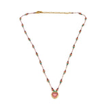 Pink Heart Pendant Bead Necklace