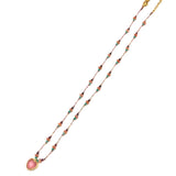 Pink Heart Pendant Bead Necklace