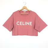 Pink Jersey Crop LOGO Tee / CELINE - Size M