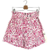 Pink KALOSCOE Printed High Waist Cotton Belted Shorts / ISABEL MARANT ETOILE - Size 36