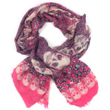 Pink KERRY GARDEN Skull Patterned Scarf / ZADIG & VOLTAIRE - One Size