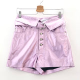 Pink KOMPA Metallic High Waist Leather Shorts / IRO - Size 36