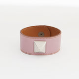 Pink Leather Wrap Bracelet with Silver Stud - model MEDOR / HERMES