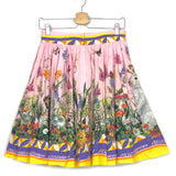 Pink Multicolor Cotton Poplin Circle Skirt With Rabbit Print / DOLCE & GABBANA - Size IT 42