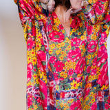 Pink Multicolor Floral Kaftan Midi Dress / BOKJA - Size S