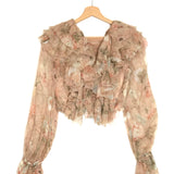 Pink Pastel Bowebird Teased Frill Blouse / ZIMMERMANN - Size 0