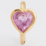 Pink Sapphire Heart Yellow Gold Hoop Earring 6.5mm / MAD PRECIOUS & ETHICAL