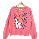 Pink SHIVA Printed Organic Cotton V-neck Sweatshirt / LEON & HARPER - Size M