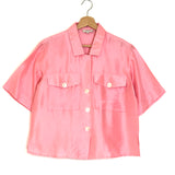 Pink Silk Taffeta Shirt / OROTON - Size 10