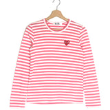 Pink Striped Long Sleeves Tee / COMME DES GARCONS - Size S