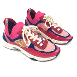 Pink Suede and Mesh Logo Sneakers / CHANEL - Size 39