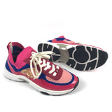Pink Suede and Mesh Logo Sneakers / CHANEL - Size 39
