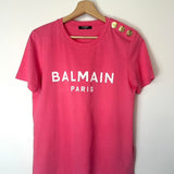 Pink T-shirt with Balmain Paris Print / BALMAIN - Size S