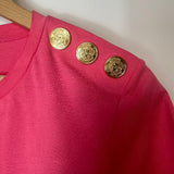 Pink T-shirt with Balmain Paris Print / BALMAIN - Size S
