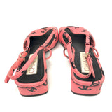 Pink/Black CC Printed Leather Slingback Sandals / CHANEL - Size 39