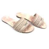 Pink/Cream Embroidered Canvas Dway Flat Slides / CHRISTIAN DIOR - Size 37.5