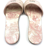 Pink/Cream Embroidered Canvas Dway Flat Slides / CHRISTIAN DIOR - Size 37.5
