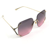 Pink/Gold Frameless Gradient Square Sunglasses / GUCCI
