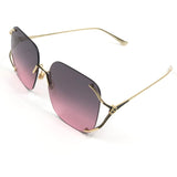 Pink/Gold Frameless Gradient Square Sunglasses / GUCCI