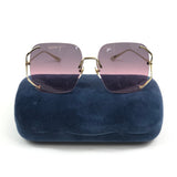 Pink/Gold Frameless Gradient Square Sunglasses / GUCCI