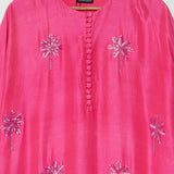 Pink/Orange Ombre Abaya with Palm Tree Embroidered Beads / SANAH YASIN - One Size