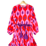 Pink/Red ELLA Ikat Print Belted Mini Dress RHODE - Size M