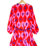 Pink/Red ELLA Ikat Print Belted Mini Dress RHODE - Size M