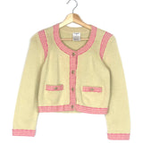 Pistachio and Pink Cashmere Cardigan  / CHANEL - Size 36