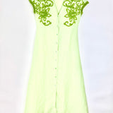 Pistachio Green Embroidered Linen Maxi Shirt Dress / ERMANNO ECERVINO - Size 38