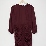Plum Ruched Twill mini Dress - model SASHA / RHODE - Size M