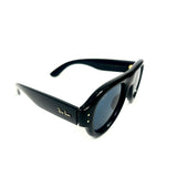 Polished Black Aviator Puffed Sunglasses / RAY-BAN