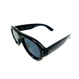 Polished Black Aviator Puffed Sunglasses / RAY-BAN