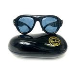 Polished Black Aviator Puffed Sunglasses / RAY-BAN