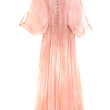Powder Pink Chiffon Silk Micro-Pleated Maxi Dress / ERMANNO SCERVINO - Size IT 42