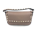 Powder Pink Grained Leather Rockstud Small Pochette Bag / VALENTINO