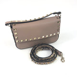 Powder Pink Grained Leather Rockstud Small Pochette Bag / VALENTINO