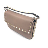 Powder Pink Grained Leather Rockstud Small Pochette Bag / VALENTINO