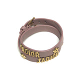 Powder Pink J'ADIOR Leather Double Wrap Gold Tone Bracelet / DIOR