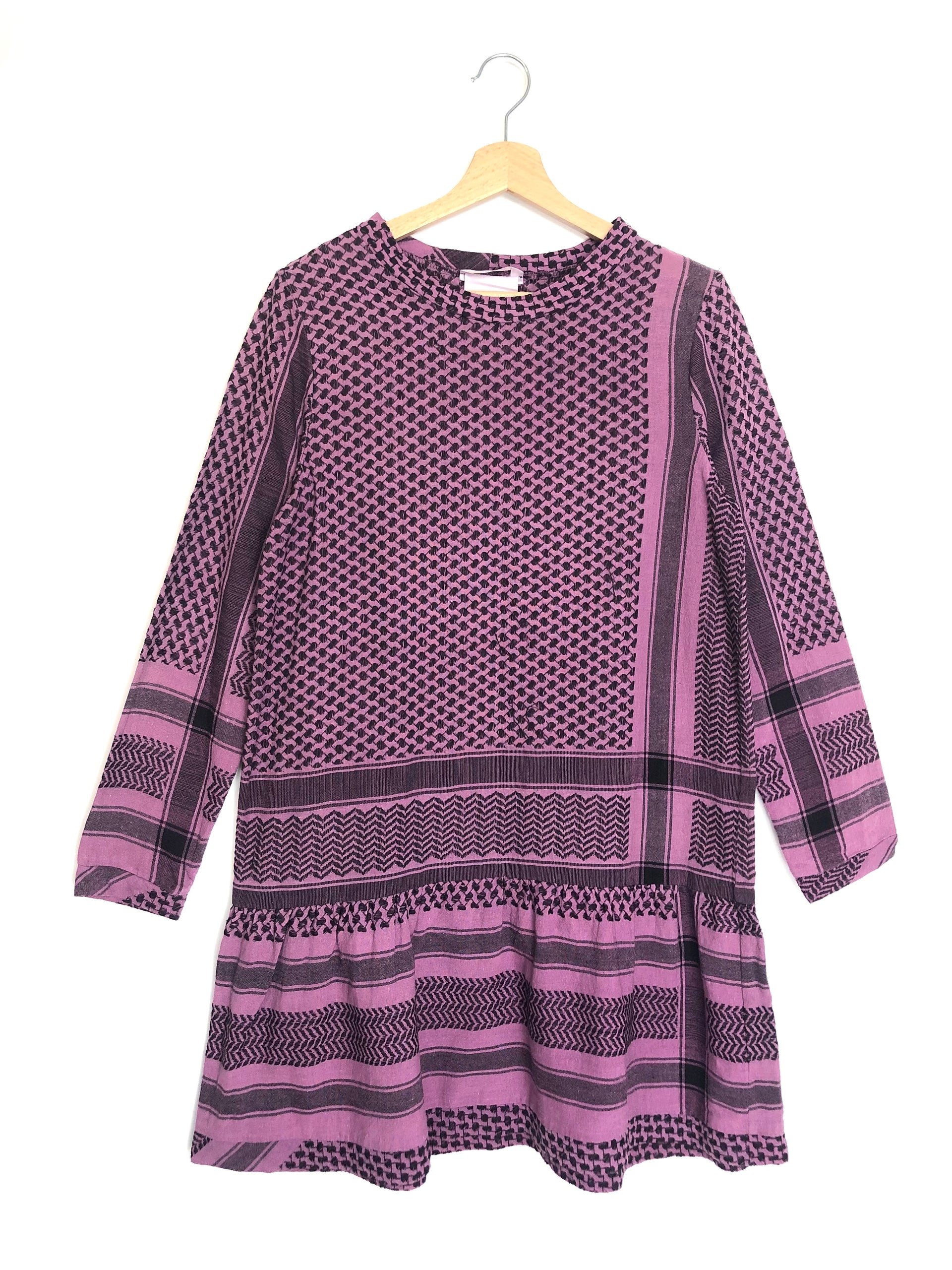 Purple and Black Long Sleeves Mini Dress / CECILIE COPENHAGEN