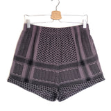 Purple and Black Print Cotton Mini Shorts / CECILIE COPENHAGEN - One Size