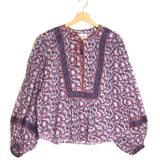 Purple and Blue GAYLE Printed Cotton Voile Long Sleeves Blouse / ISABEL MARANT ETOILE - Size 36