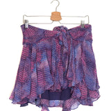 Purple and Pink ATORIA Printed Silk Wrap Mini Skirt / ISABEL MARANT - Size 38