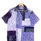 Purple Bandana Print Cotton Short Sleeve Shirt / ARIZONA LOVE - One Size
