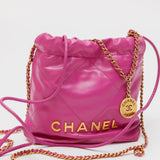 Purple CHANEL 22 Gold Tone Hardware Mini Hobo Bag / CHANEL